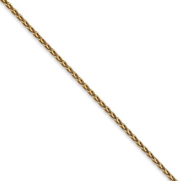 1.5mm 14k Yellow Gold Solid Parisian Wheat Chain Necklace 22 Inch